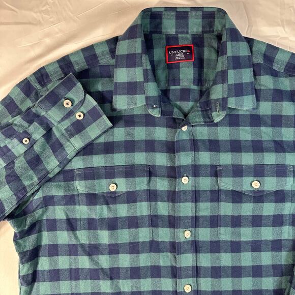 UNTUCKit Mens Vigouroux WF Flannel Button Up Long Sleeve Shirt Size Large - Picture 3 of 9